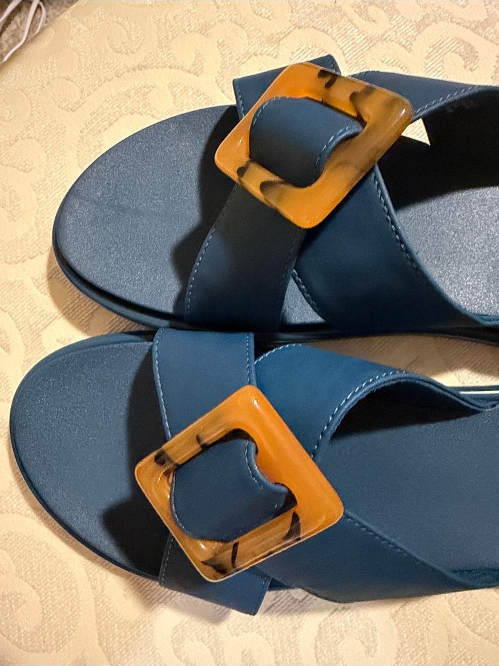 OluKai Slide Sandals with Tortoiseshell Buckle - Picture 3 of 5